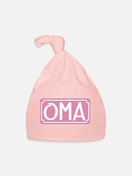 Dankeschön für OMA - GROßMAMA - Baby Bio-Mütze - Rosa - Vorne