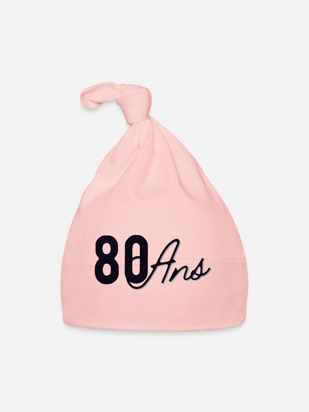 80 Ans - Bonnet bio Bébé - rose - Devant