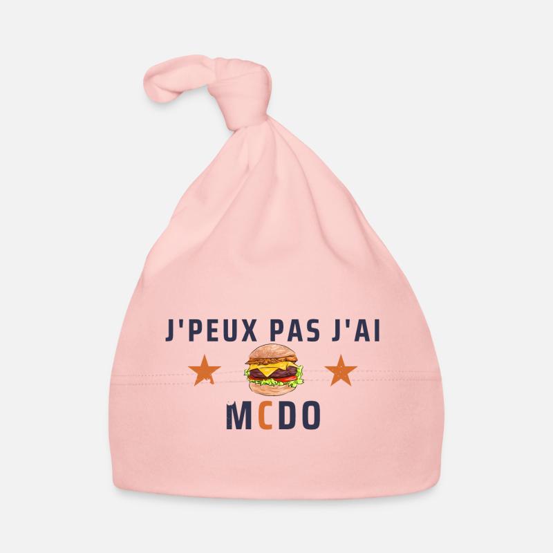 j peux pas j ai mcdo - Bonnet bio Bébé - rose