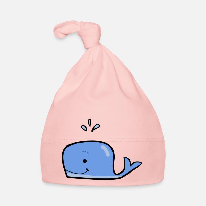 Baleine bleue mignonne - Bonnet bio Bébé - rose