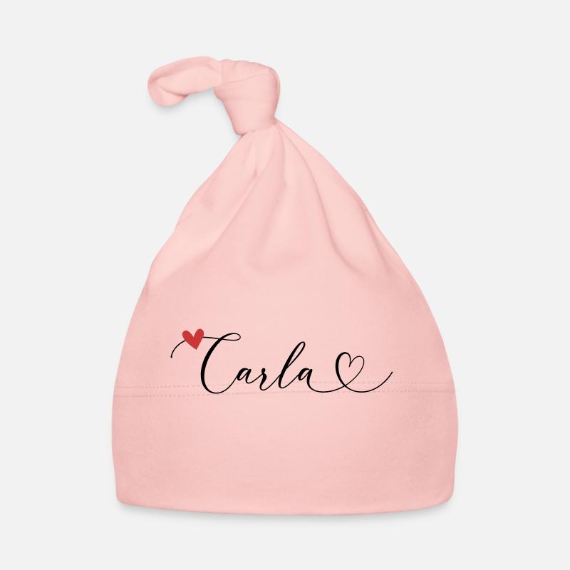 Carla Surname First name Calligraphy Heart Organic Baby Cap