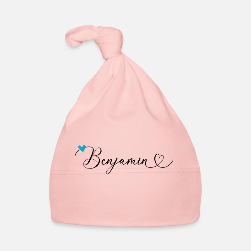 Benjamin Last name First name Calligraphy heart Organic Baby Cap