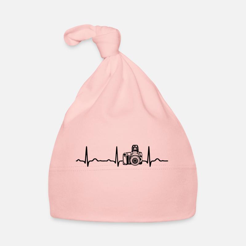 ECG HEARTBEAT caméra noir - Bonnet bio Bébé - rose