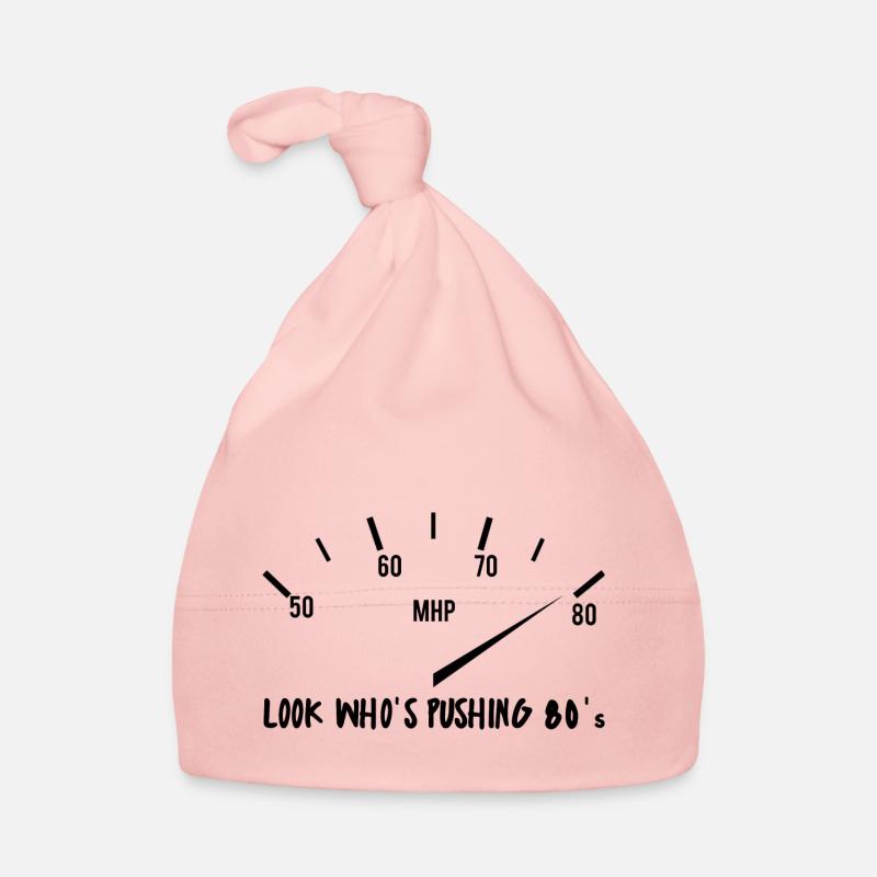 80e anniversaire: Regardez qui Repousser 80 - Bonnet bio Bébé - rose