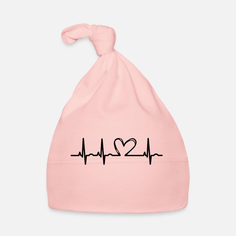 idée cadeau ECG battement de coeur - Bonnet bio Bébé - rose