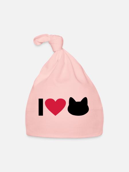 katze - Organic Baby Cap - pink - Front