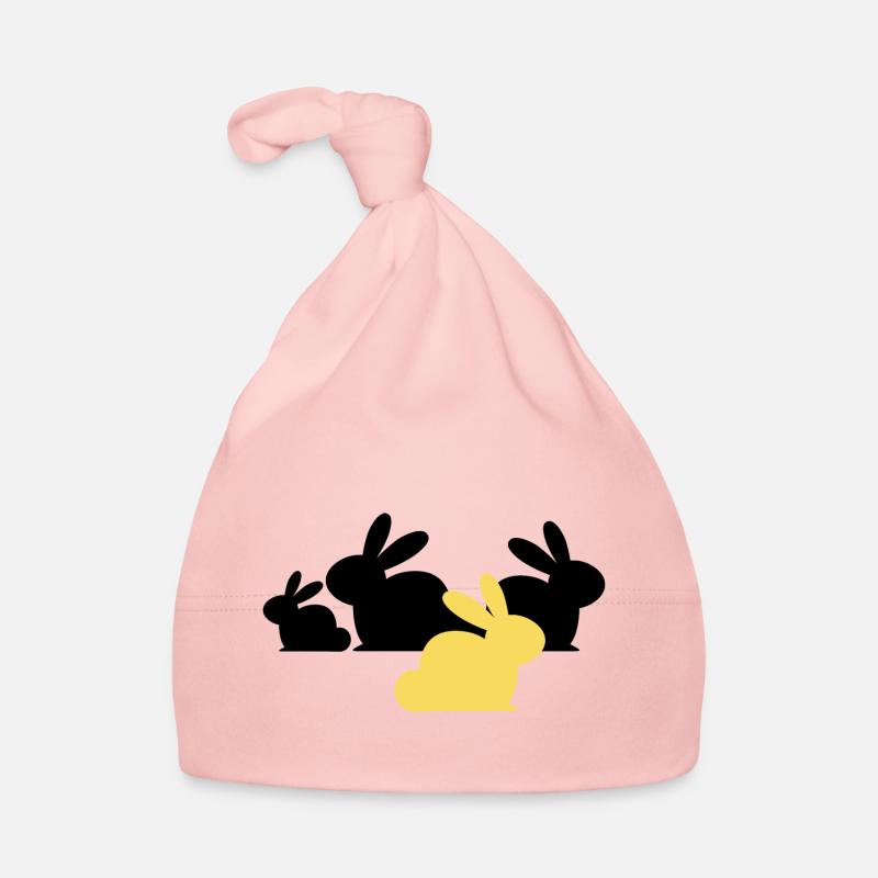 Les lapins de Pâques - Noir et Couleur Bonnet bio Bébé
