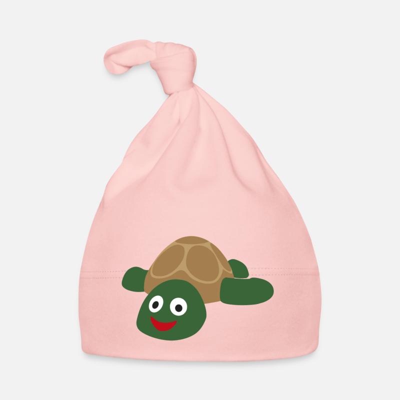 Tortue mignonne mignonne et joyeuse - Bonnet bio Bébé - rose