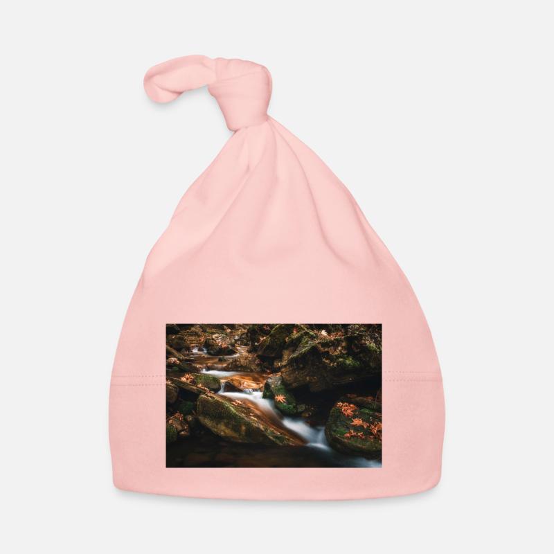 Couleurs d’automne dans les feuilles de la rivière - Bonnet bio Bébé - rose
