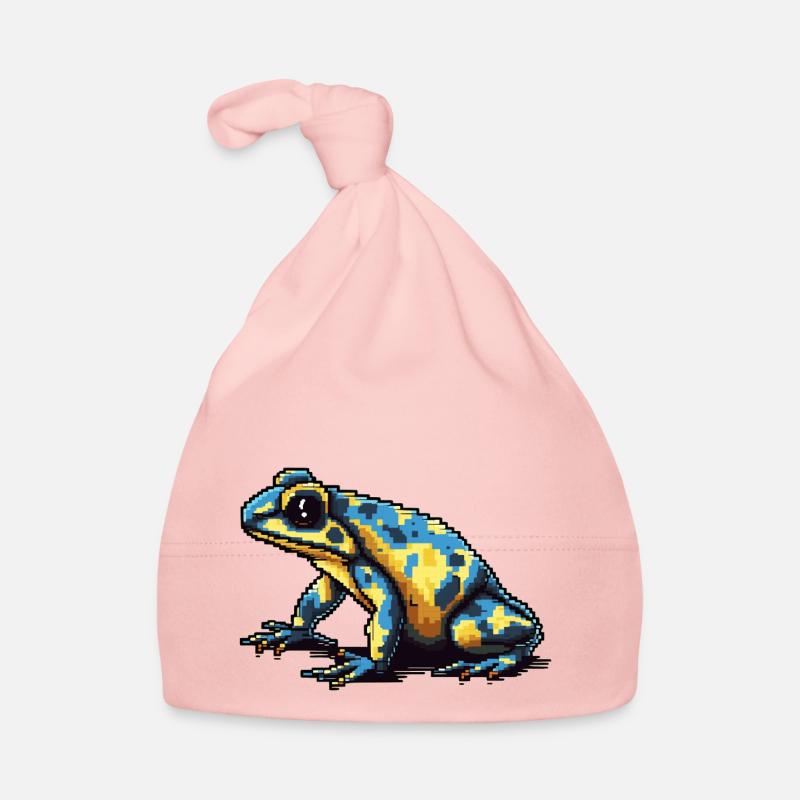 Rétro pixel coloré poison dart grenouille en 8 bit Bonnet bio Bébé