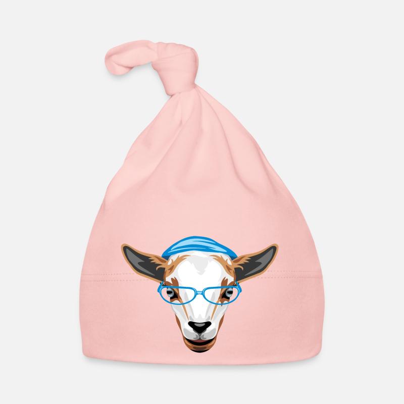 Smart young goat in blue hat and eyeglasses Organic Baby Cap