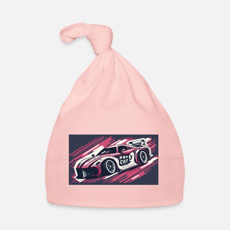 Voiture de course rose - Bonnet bio Bébé - rose