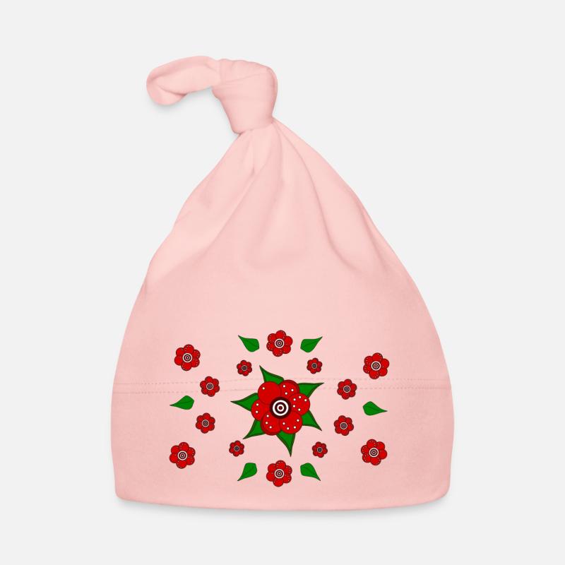 Floral pattern red Organic Baby Cap