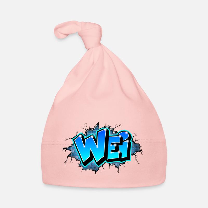 Graffiti WEI Wall Crack Brick BLeu Organic Baby Cap