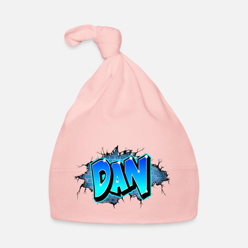Graffiti DAN Wand Risse Blaue Ziegel Baby Bio-Mütze