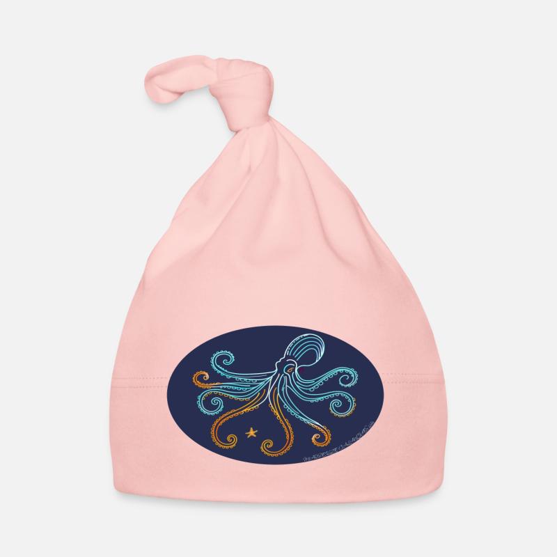 Stylized Mediterranean Octopus Illustration Organic Baby Cap
