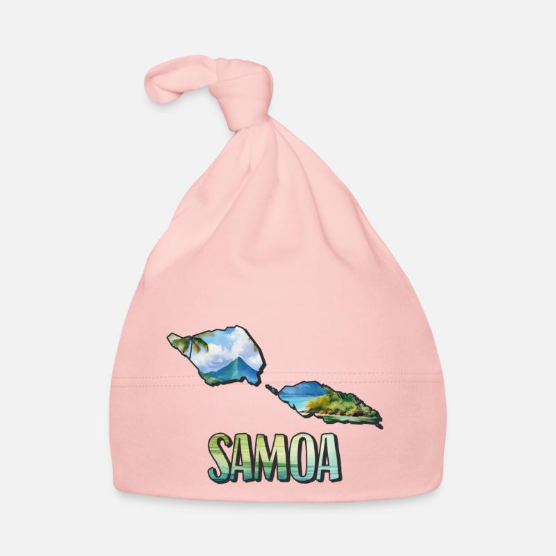 Watercolor Map Samoa Organic Baby Cap