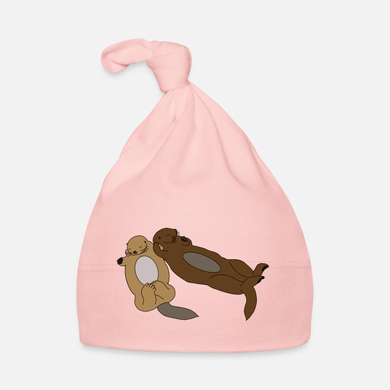 Cute Sleeping Otters Organic Baby Cap