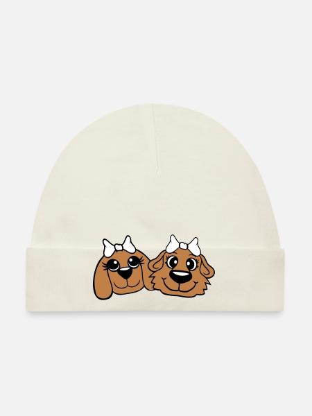 2 Équipe de chiens Deux amis Petites amies Couple Équipage - Bonnet bio Bébé - rose - Devant