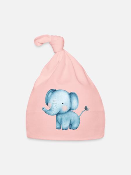 Elefant Watercolour - Baby Bio-Mütze - Rosa - Vorne
