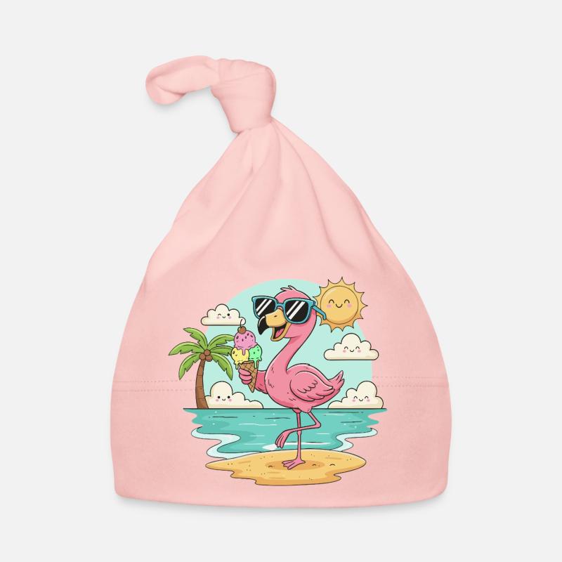 Flamingo am Strand mit Eis & Sonne Organic Baby Cap