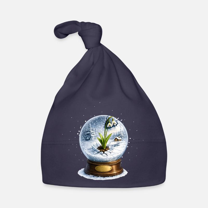 Snowdrop blasts snow globe Organic Baby Cap