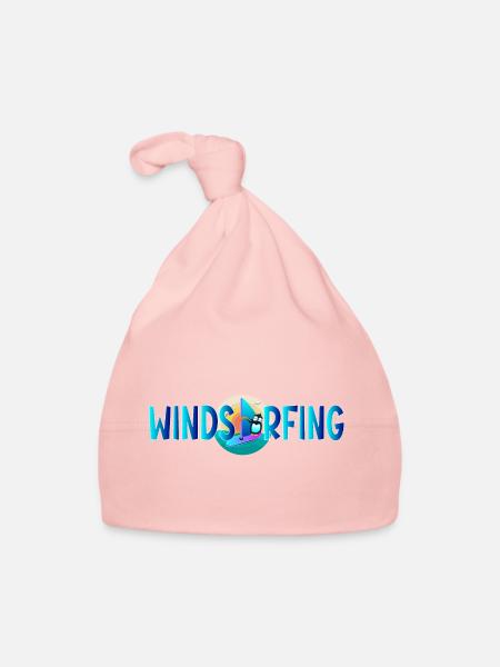 Pingouin de planche à voile - Bonnet bio Bébé - rose - Devant
