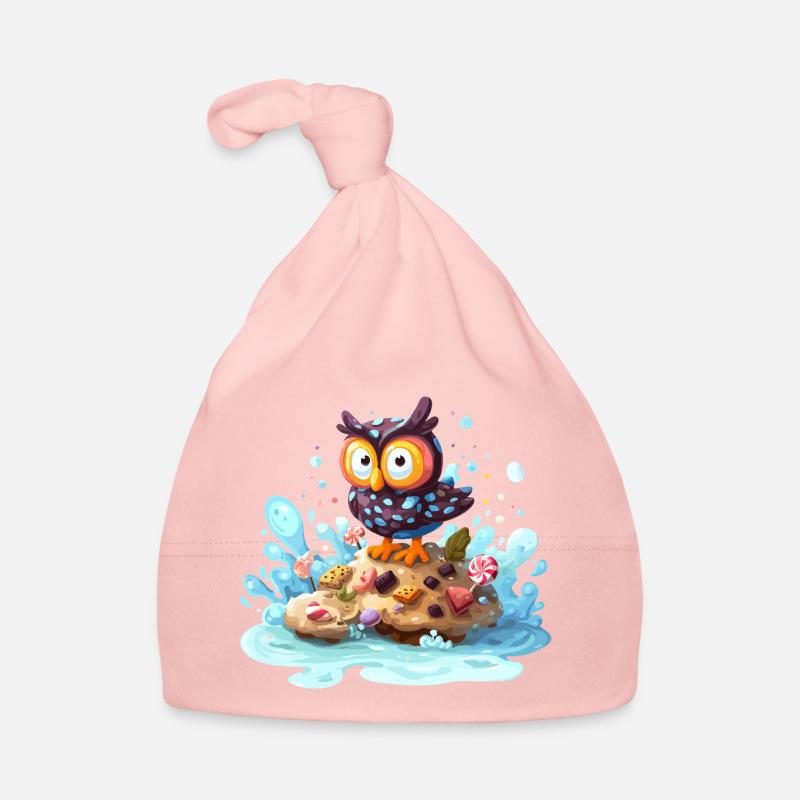 L’Île à la chouette avec des douceurs - Bonnet bio Bébé - rose
