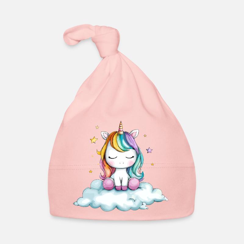 Rainbow unicorn on cloud Organic Baby Cap