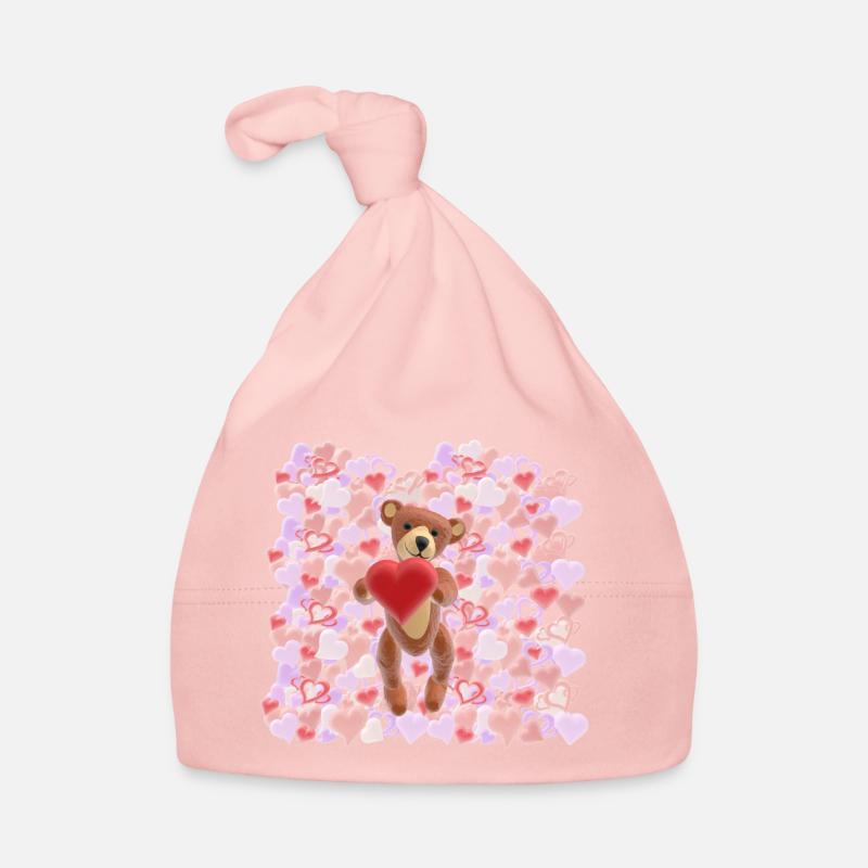 Peluche de la Saint-Valentin avec une mer de cœurs - 3D Bonnet bio Bébé