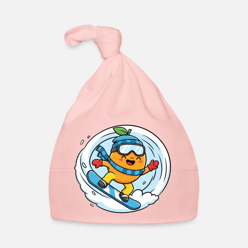 Snowboarding Orange Winter Snowboard Fun Organic Baby Cap