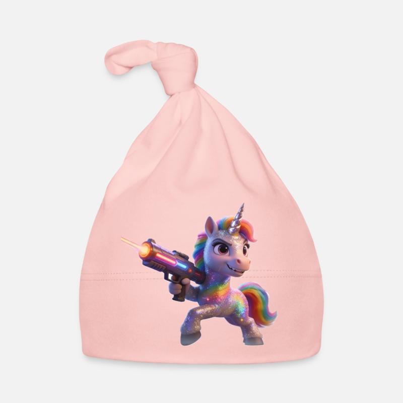 Rainbow Unicorn with Laser Gun Organic Baby Cap