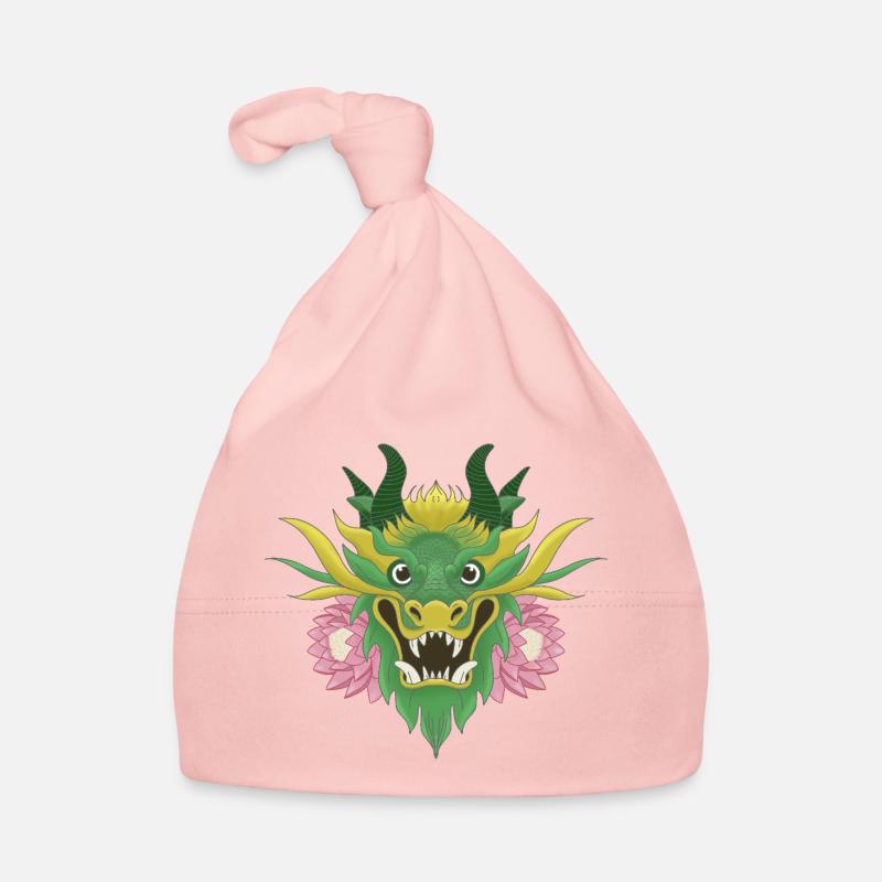 Dragon Lotus Vert Émeraude - Bonnet bio Bébé - rose