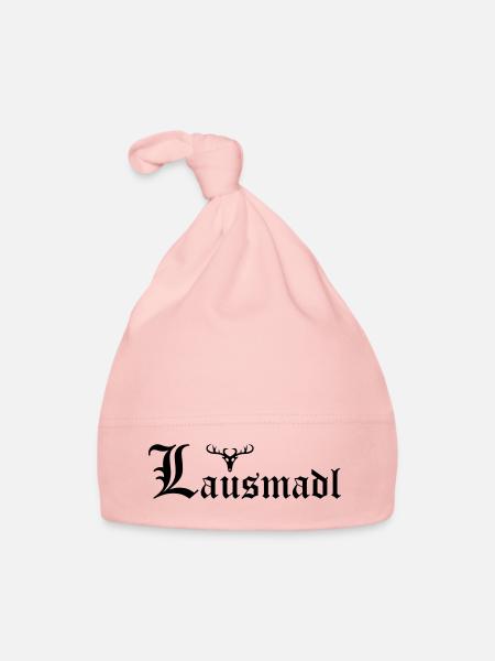 Lausmadl mit Hirsch - Baby Bio-Mütze - Rosa - Vorne