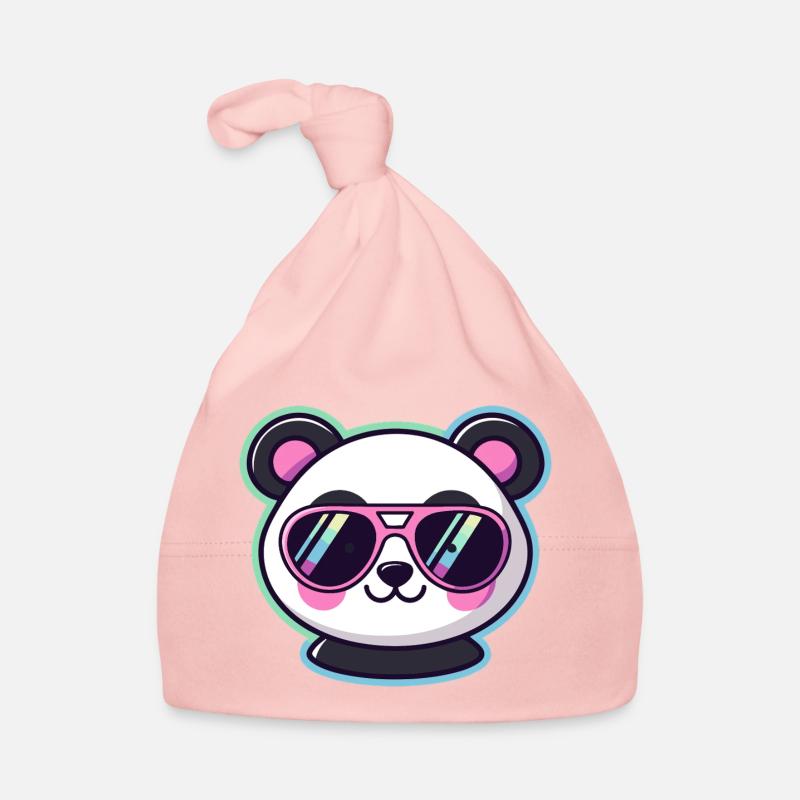 Panda pop rétro lunettes rose Bonnet bio Bébé