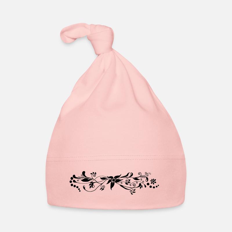 Blumenmuster schwarz Baby Bio-Mütze