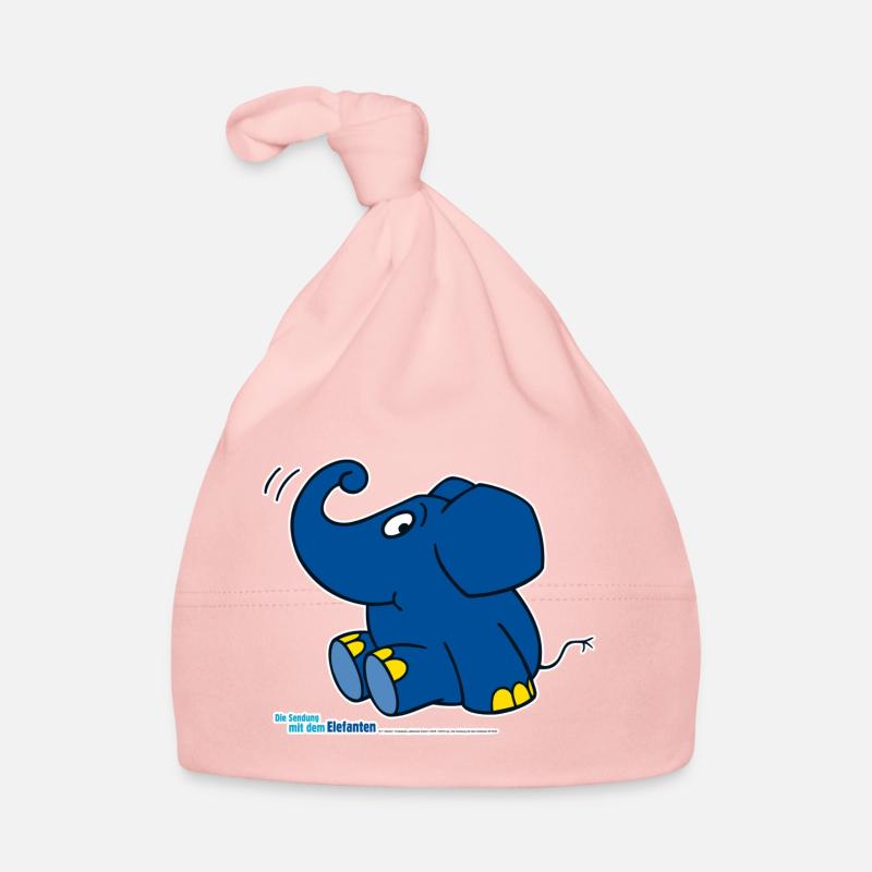 Der Elefant - sitzend - Baby Bio-Mütze - Rosa