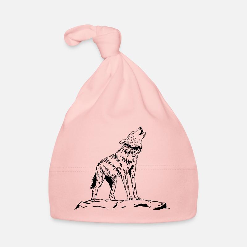 Loup hurlant - Bonnet bio Bébé - rose