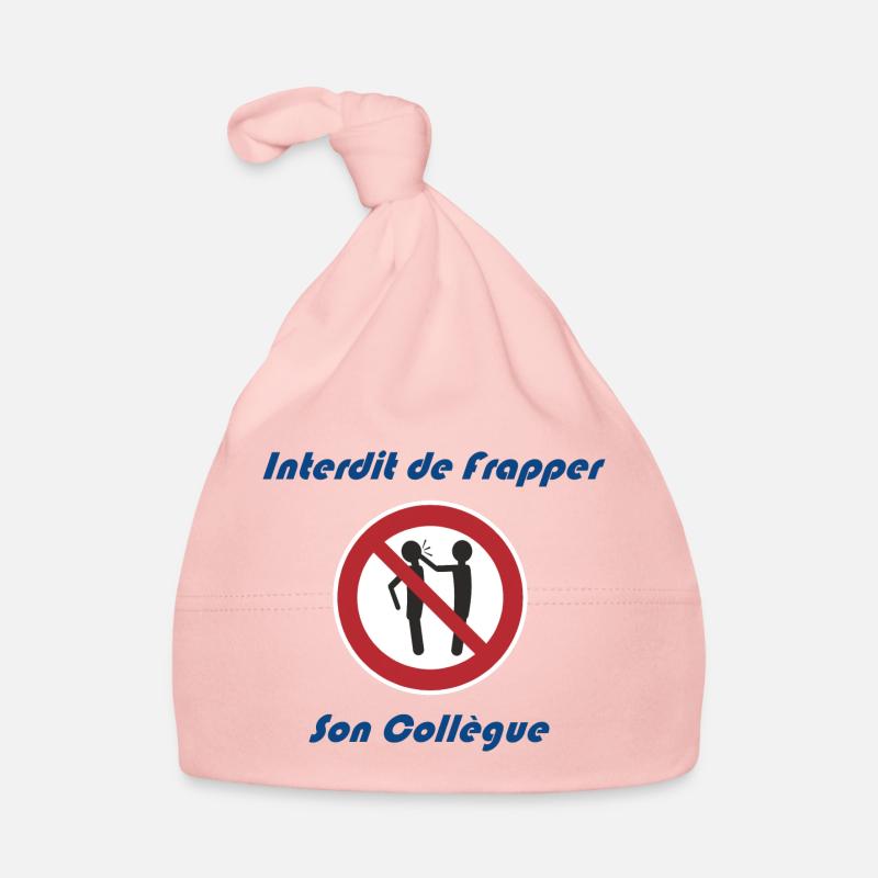 Logo Interdit Collègue - Bonnet bio Bébé - rose
