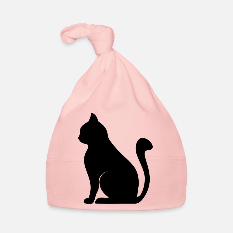 silhouette de chat - Bonnet bio Bébé - rose
