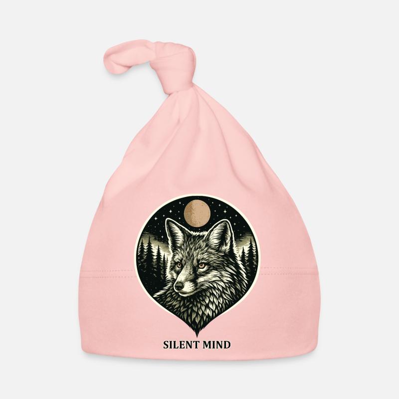 Silent Mind - Fuchs im Woodcut Stil Baby Bio-Mütze