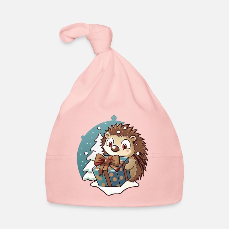 Niedlicher Igel mit Geschenk an Weihnachten Baby Bio-Mütze