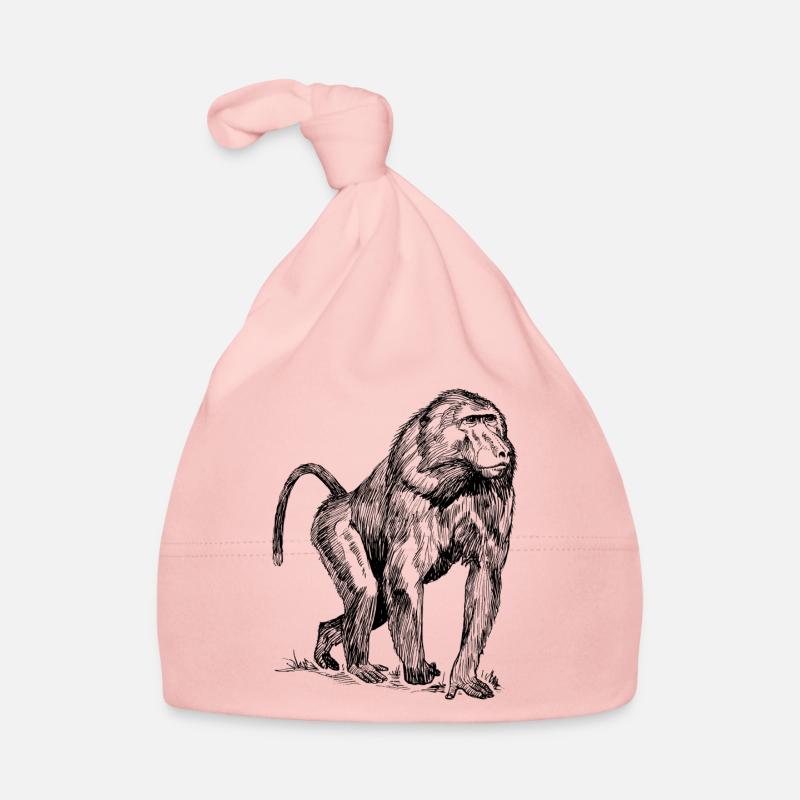 Monkey baboon - Organic Baby Cap - pink