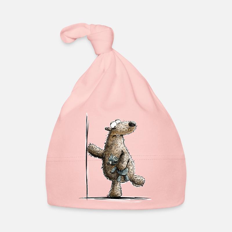 Drolliger Brauner Bär Mit Kuscheltier Baby Bio-Mütze