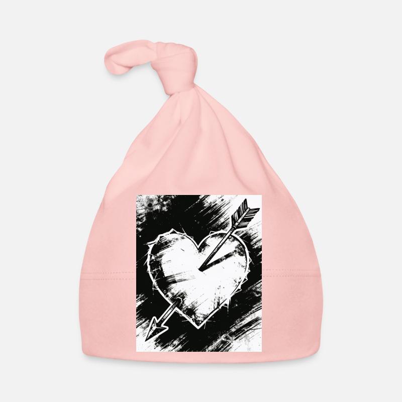 Cœur noir et blanc avec flèche Bonnet bio Bébé