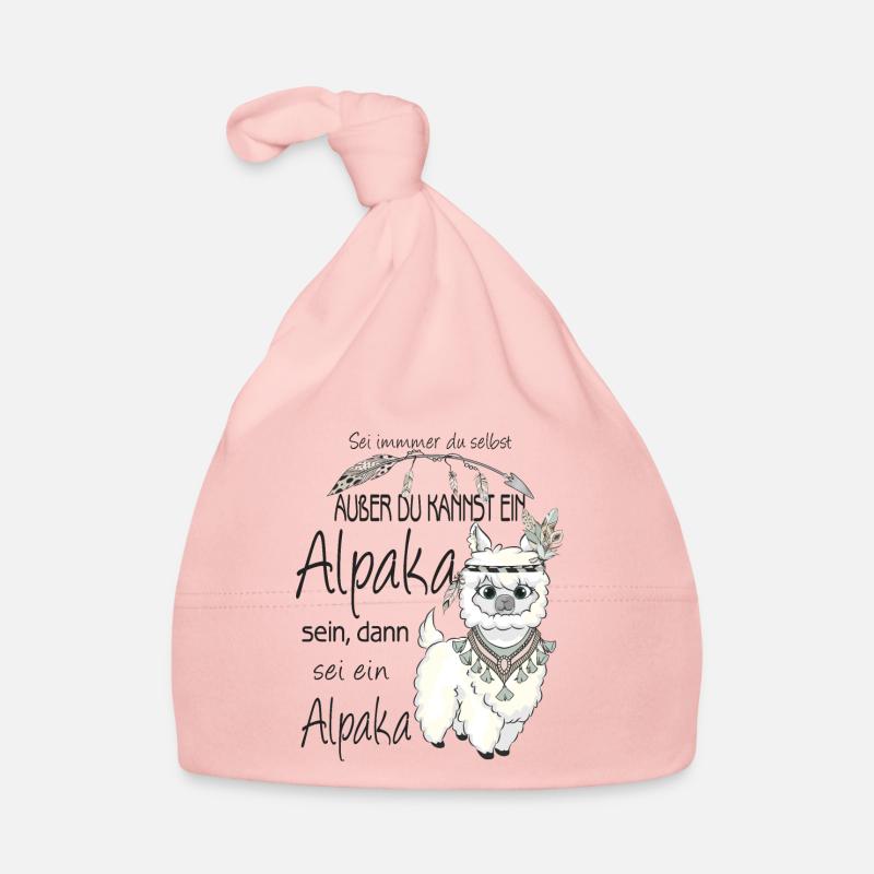 Alpaka Sei immer du selbst - Baby Bio-Mütze - Rosa