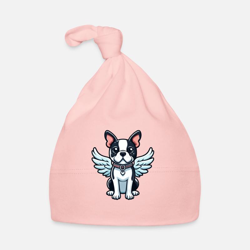 Cute Boston Terrier Angel in Comic Style Organic Baby Cap