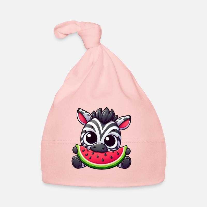 zèbre pastèque dessin animé plaisir d’été - Bonnet bio Bébé - rose