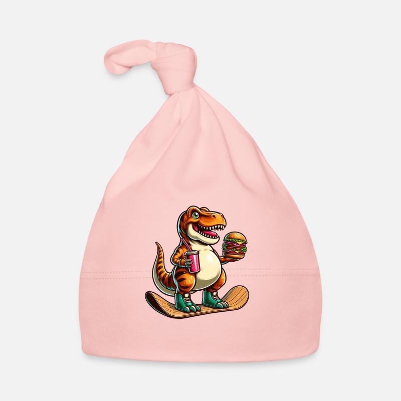 T-Rex Dinosaurier Skateboard Hamburger Spaß Baby Bio-Mütze