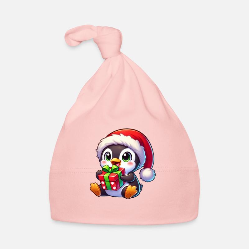 Weihnachtspinguin mit Geschenk lustiger Stil Baby Bio-Mütze
